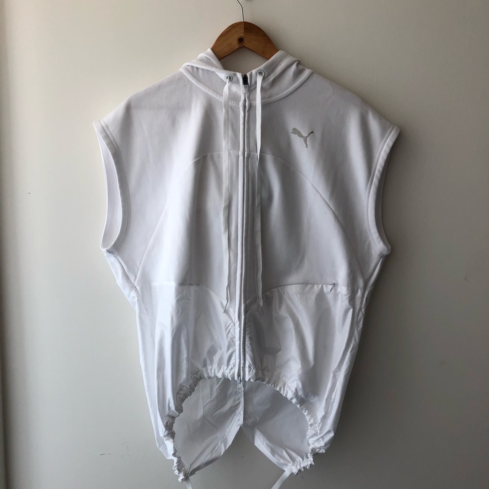 Puma White Sleeveless Summer Vest Hoodie